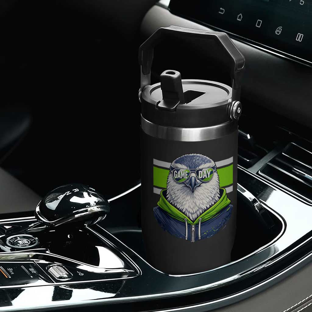 Cool Hawk Wearing Hoodie Graphic Flip Straw Tumbler Game Day Swagger TS02 Print Your Wear