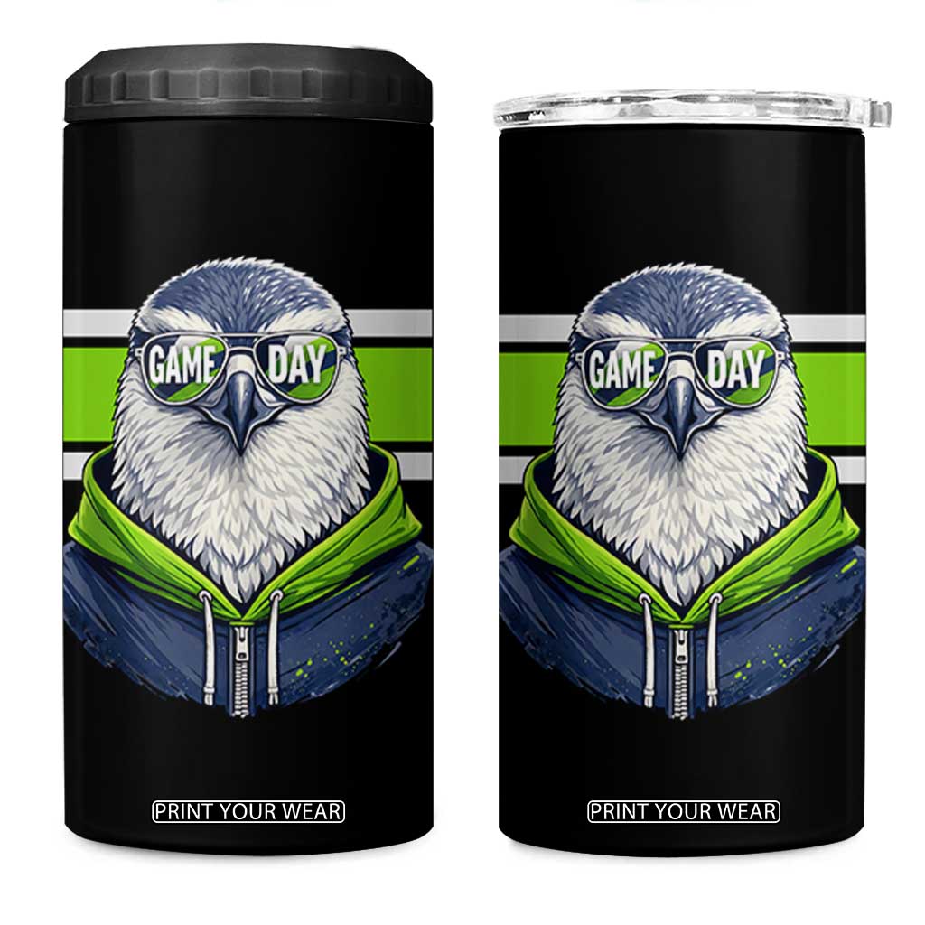 Cool Hawk Wearing Hoodie Graphic 4 in 1 Can Cooler Tumbler Game Day Swagger TS02 One Size: 16 oz Black Print Your Wear