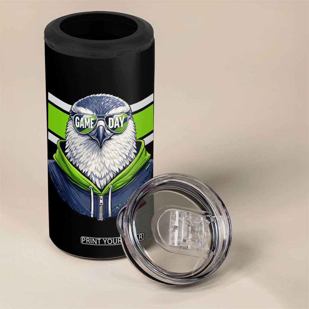 Cool Hawk Wearing Hoodie Graphic 4 in 1 Can Cooler Tumbler Game Day Swagger TS02 Print Your Wear