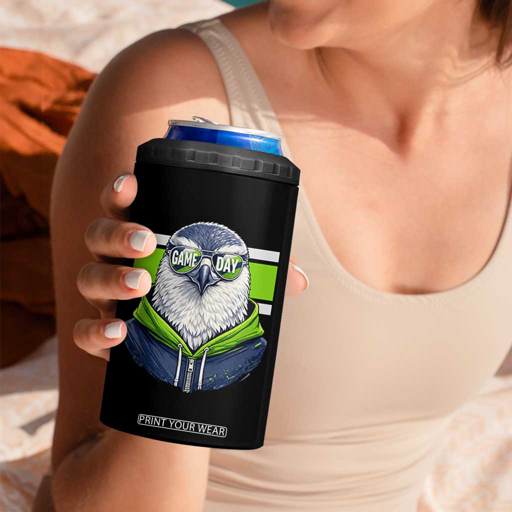 Cool Hawk Wearing Hoodie Graphic 4 in 1 Can Cooler Tumbler Game Day Swagger TS02 Print Your Wear