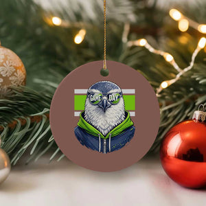 Cool Hawk Wearing Hoodie Graphic Ceramic Ornament Game Day Swagger TS02 1pc Mocha Print Your Wear
