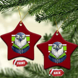 Cool Hawk Wearing Hoodie Graphic Ceramic Ornament Game Day Swagger TS02 Print Your Wear