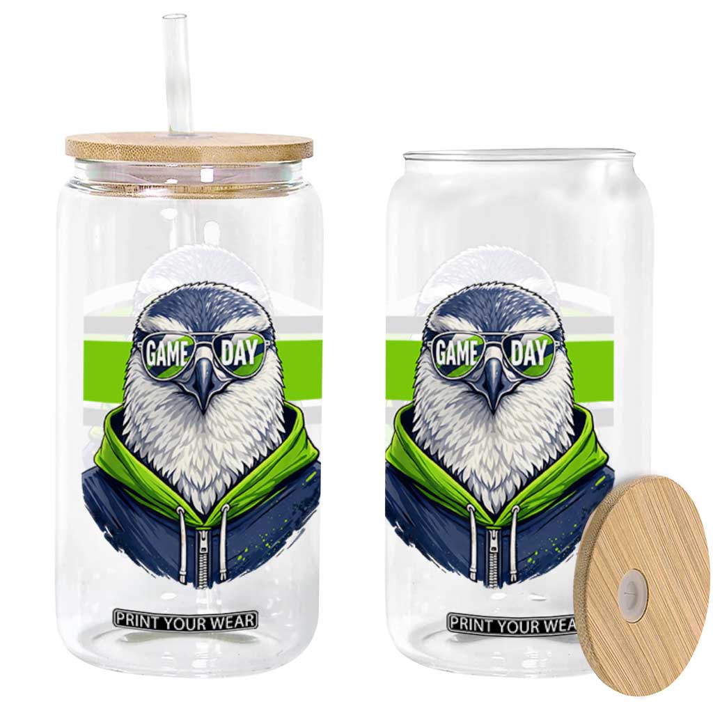Cool Hawk Wearing Hoodie Graphic Glass Can Game Day Swagger TS02 Print Your Wear
