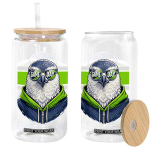 Cool Hawk Wearing Hoodie Graphic Glass Can Game Day Swagger TS02 Print Your Wear
