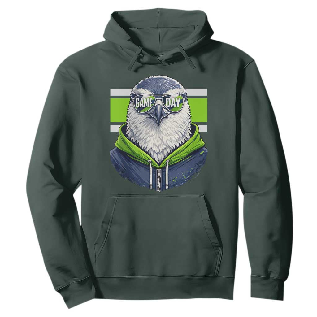 Cool Hawk Wearing Hoodie Graphic Hoodie Game Day Swagger TS02 Dark Forest Green Print Your Wear