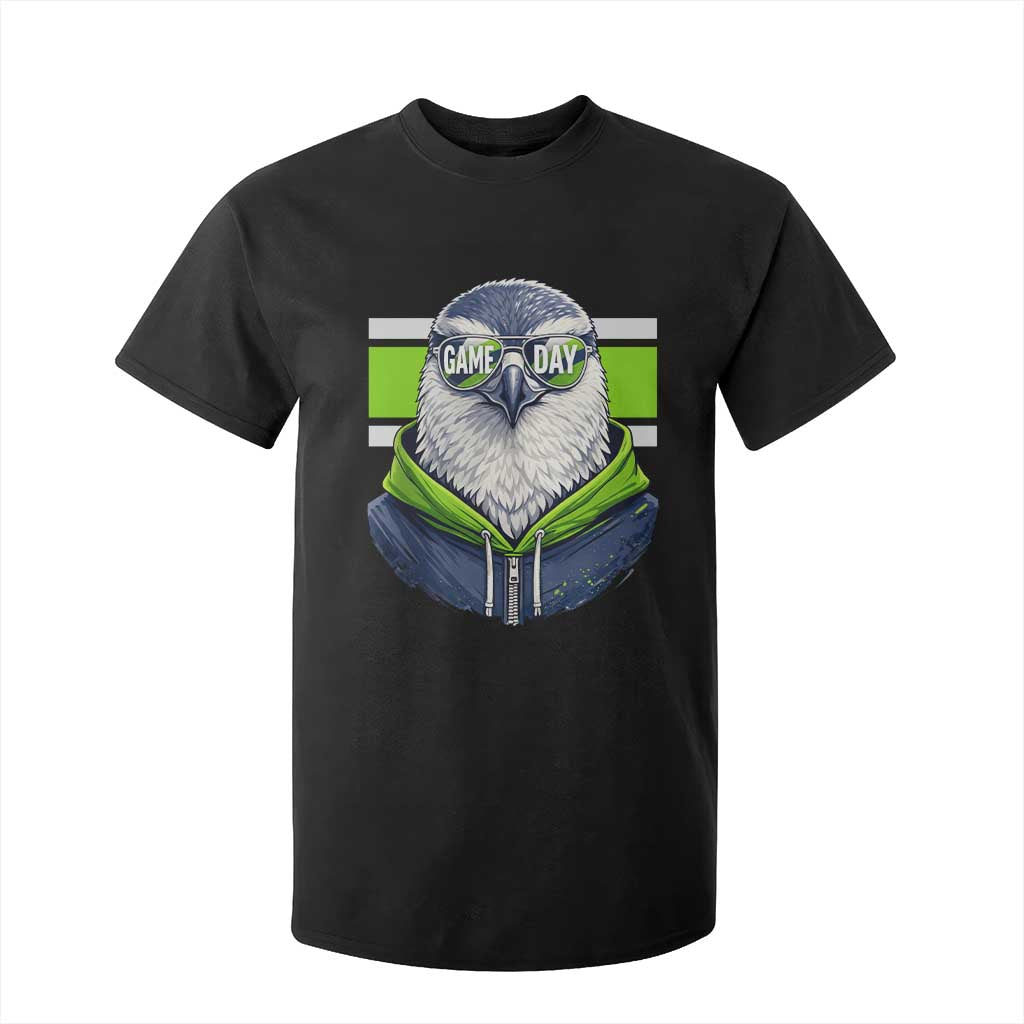 Cool Hawk Wearing Hoodie Graphic T Shirt For Kid Game Day Swagger TS02 Black Print Your Wear