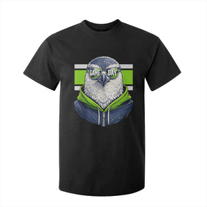Cool Hawk Wearing Hoodie Graphic T Shirt For Kid Game Day Swagger TS02 Black Print Your Wear