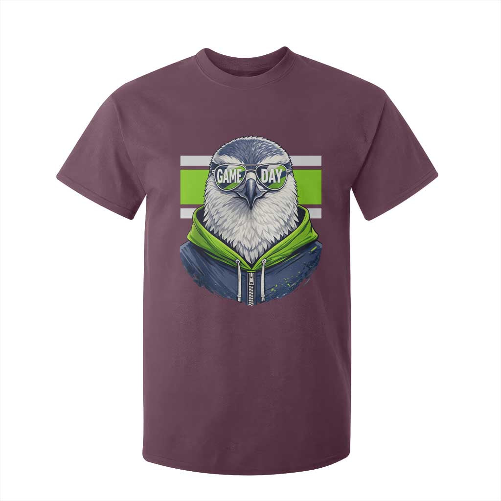 Cool Hawk Wearing Hoodie Graphic T Shirt For Kid Game Day Swagger TS02 Maroon Print Your Wear