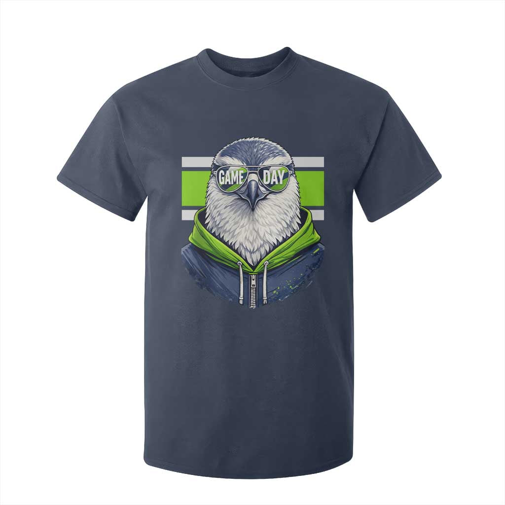 Cool Hawk Wearing Hoodie Graphic T Shirt For Kid Game Day Swagger TS02 Navy Print Your Wear