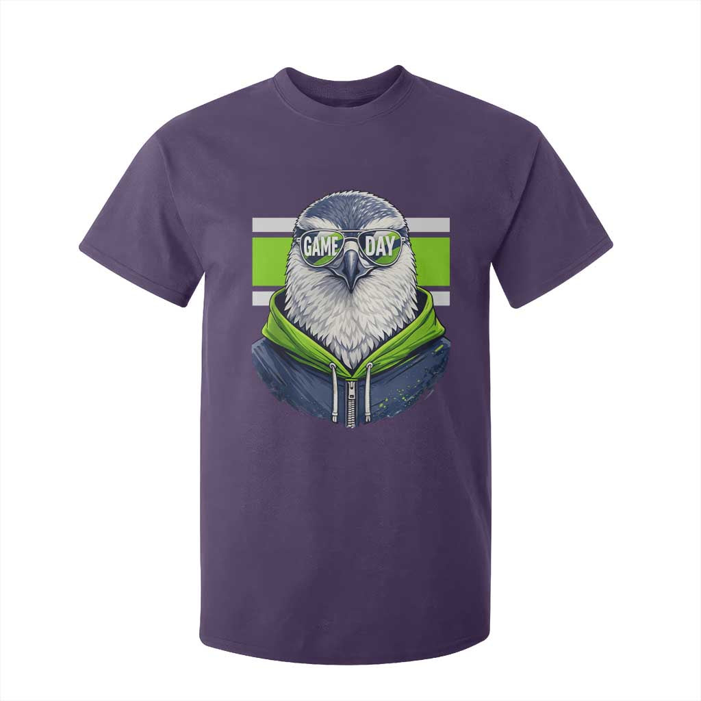 Cool Hawk Wearing Hoodie Graphic T Shirt For Kid Game Day Swagger TS02 Purple Print Your Wear