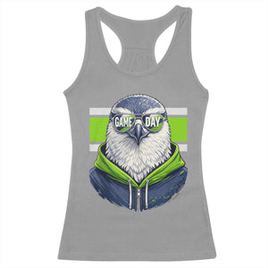 Cool Hawk Wearing Hoodie Graphic Racerback Tank Top Game Day Swagger TS02 Sport Gray Print Your Wear