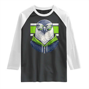 Cool Hawk Wearing Hoodie Graphic Raglan Shirt Game Day Swagger TS02 Black White Print Your Wear