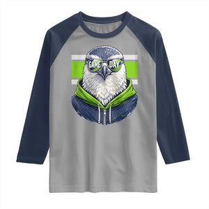 Cool Hawk Wearing Hoodie Graphic Raglan Shirt Game Day Swagger TS02 Sport Gray Navy Print Your Wear