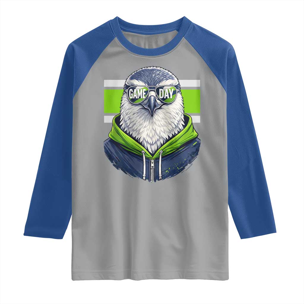 Cool Hawk Wearing Hoodie Graphic Raglan Shirt Game Day Swagger TS02 Sport Gray Royal Print Your Wear