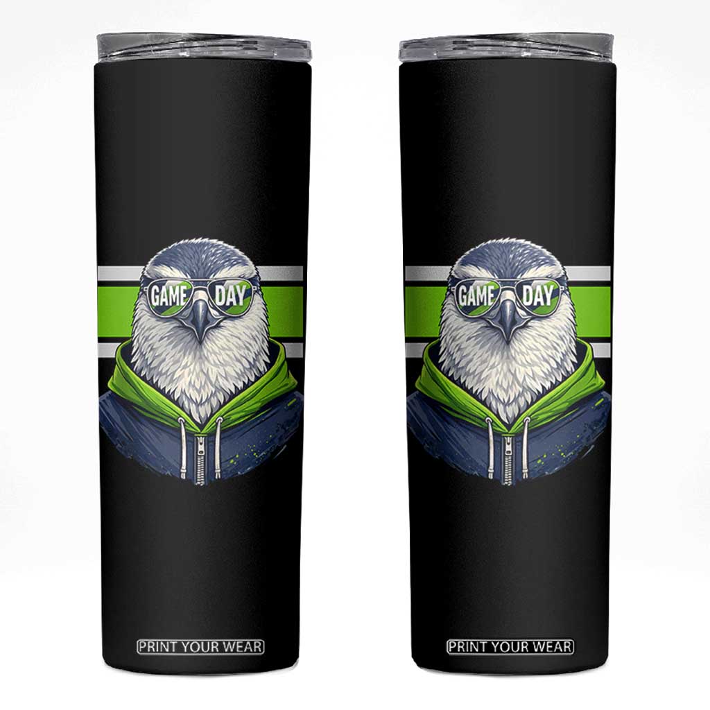 Cool Hawk Wearing Hoodie Graphic Skinny Tumbler Game Day Swagger TS02 Black Print Your Wear