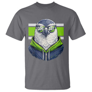 Cool Hawk Wearing Hoodie Graphic T Shirt Game Day Swagger TS02 Charcoal Print Your Wear