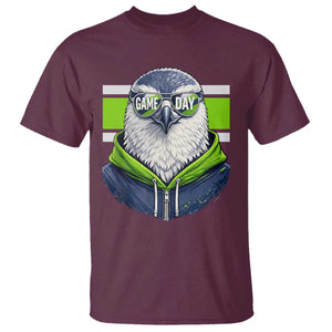 Cool Hawk Wearing Hoodie Graphic T Shirt Game Day Swagger TS02 Maroon Print Your Wear