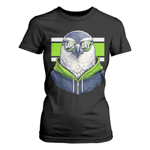 Cool Hawk Wearing Hoodie Graphic T Shirt For Women Game Day Swagger TS02 Black Print Your Wear