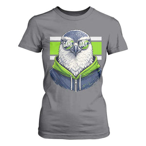 Cool Hawk Wearing Hoodie Graphic T Shirt For Women Game Day Swagger TS02 Charcoal Print Your Wear