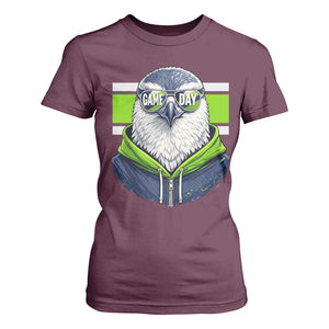 Cool Hawk Wearing Hoodie Graphic T Shirt For Women Game Day Swagger TS02 Maroon Print Your Wear