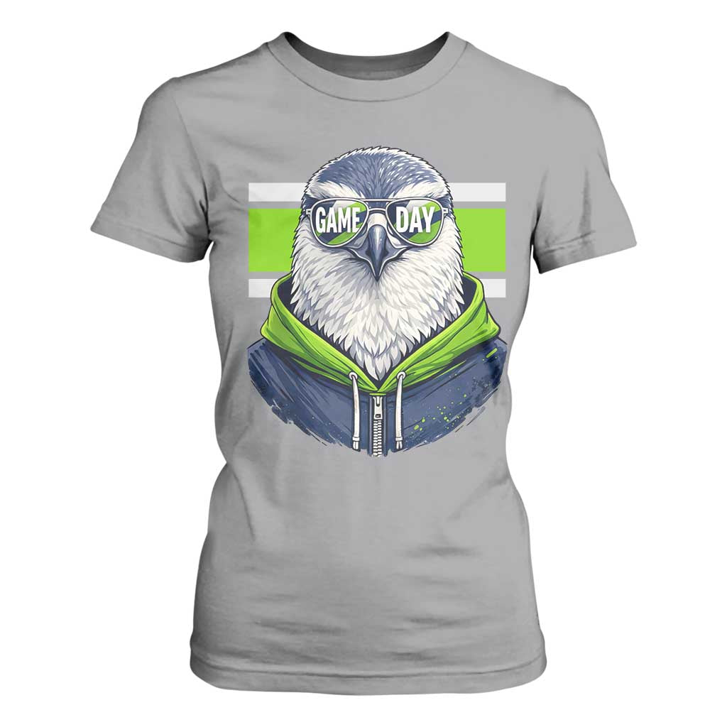 Cool Hawk Wearing Hoodie Graphic T Shirt For Women Game Day Swagger TS02 Sport Gray Print Your Wear