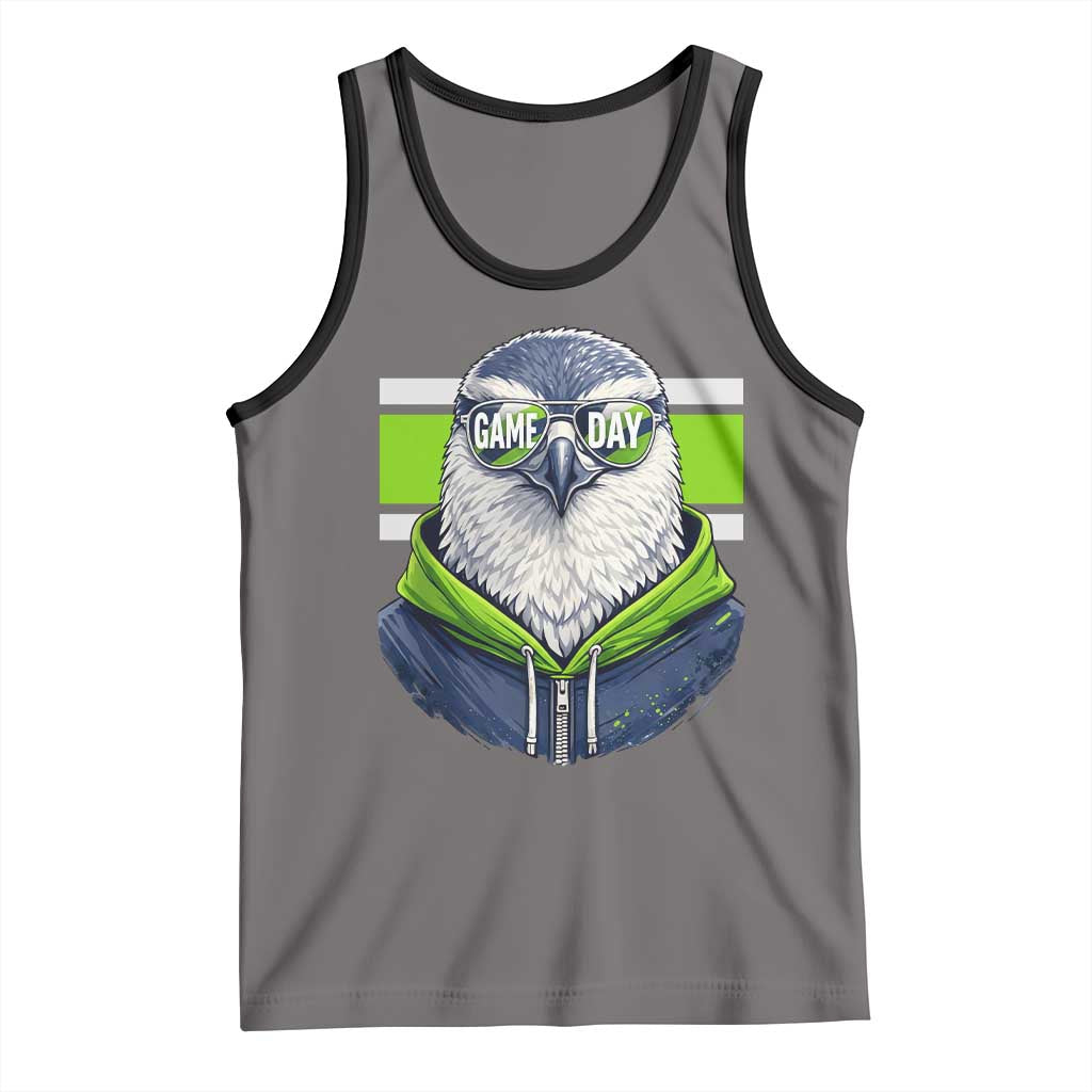 Cool Hawk Wearing Hoodie Graphic Tank Top Game Day Swagger TS02 Deep Heather Black Print Your Wear