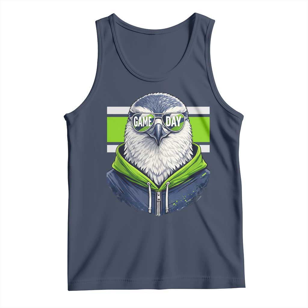 Cool Hawk Wearing Hoodie Graphic Tank Top Game Day Swagger TS02 Navy Print Your Wear