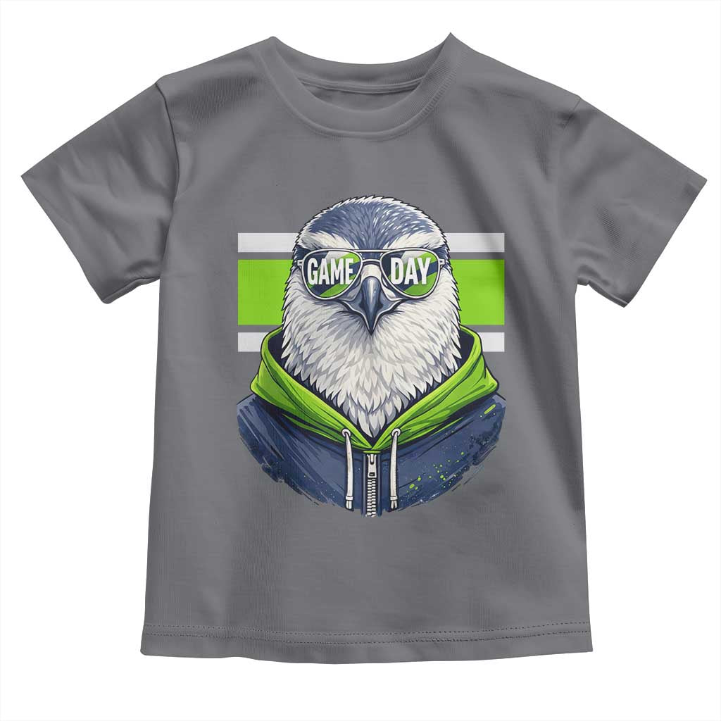 Cool Hawk Wearing Hoodie Graphic Toddler T Shirt Game Day Swagger TS02 Charcoal Print Your Wear