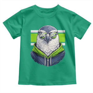 Cool Hawk Wearing Hoodie Graphic Toddler T Shirt Game Day Swagger TS02 Irish Green Print Your Wear