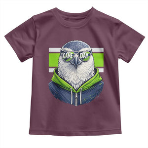 Cool Hawk Wearing Hoodie Graphic Toddler T Shirt Game Day Swagger TS02 Maroon Print Your Wear