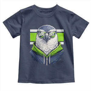 Cool Hawk Wearing Hoodie Graphic Toddler T Shirt Game Day Swagger TS02 Navy Print Your Wear