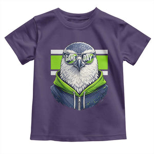 Cool Hawk Wearing Hoodie Graphic Toddler T Shirt Game Day Swagger TS02 Purple Print Your Wear