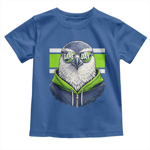 Cool Hawk Wearing Hoodie Graphic Toddler T Shirt Game Day Swagger TS02 Royal Blue Print Your Wear