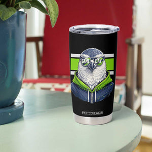 Cool Hawk Wearing Hoodie Graphic Tumbler Cup Game Day Swagger TS02 Print Your Wear