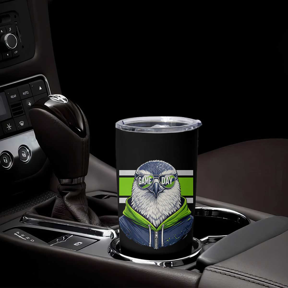 Cool Hawk Wearing Hoodie Graphic Tumbler Cup Game Day Swagger TS02 Print Your Wear