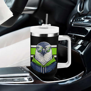 Cool Hawk Wearing Hoodie Graphic Tumbler With Handle Game Day Swagger TS02 Print Your Wear
