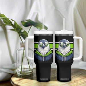 Cool Hawk Wearing Hoodie Graphic Tumbler With Handle Game Day Swagger TS02 Print Your Wear