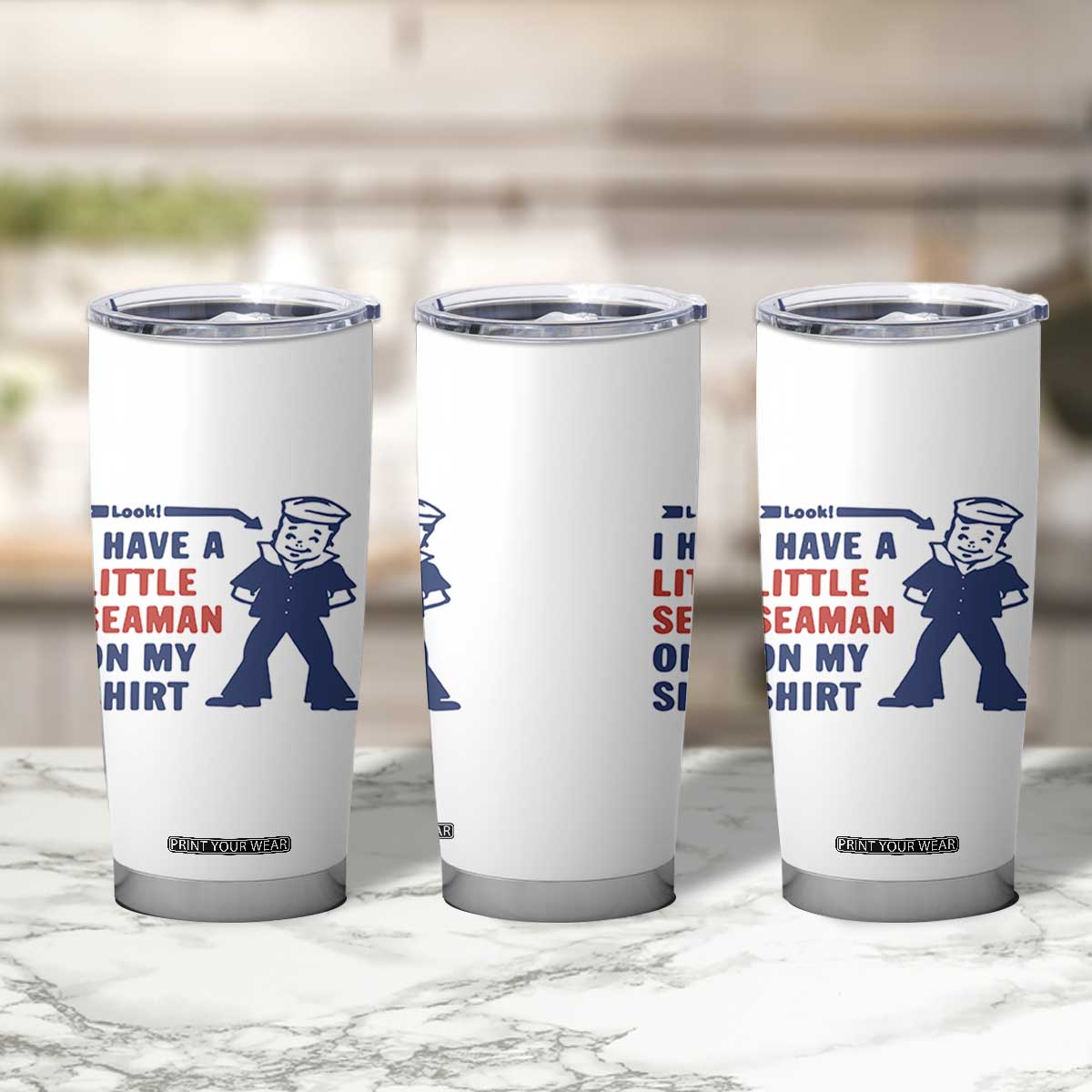 Funny Sailor Pun Tumbler Cup I Have Little Seaman on My Shirt Retro Humor TS02 Print Your Wear