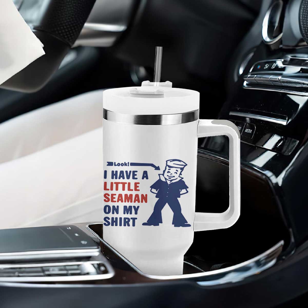 Funny Sailor Pun Tumbler With Handle I Have Little Seaman on My Shirt Retro Humor TS02 Print Your Wear