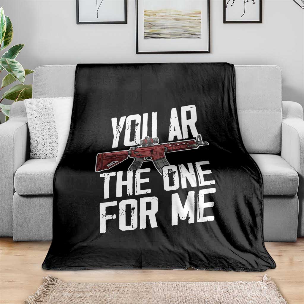 Funny Gun Lover Valentine Pun Throw Blanket You AR the One for Me Tactical Romance TS02 Print Your Wear