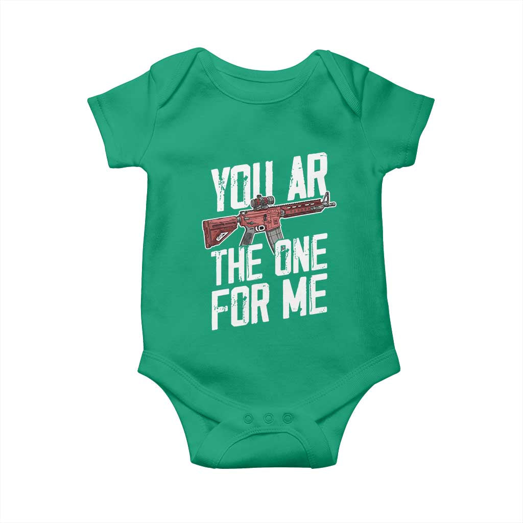 Funny Gun Lover Valentine Pun Baby Onesie You AR the One for Me Tactical Romance TS02 Irish Green Print Your Wear