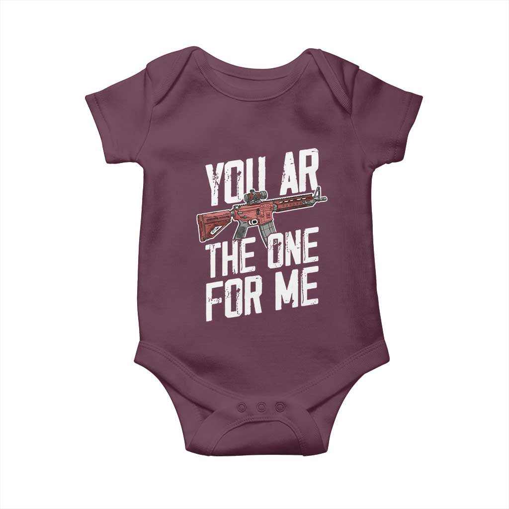 Funny Gun Lover Valentine Pun Baby Onesie You AR the One for Me Tactical Romance TS02 Maroon Print Your Wear