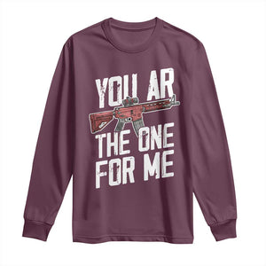 Funny Gun Lover Valentine Pun Long Sleeve Shirt You AR the One for Me Tactical Romance TS02 Maroon Print Your Wear