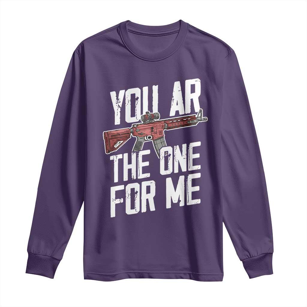Funny Gun Lover Valentine Pun Long Sleeve Shirt You AR the One for Me Tactical Romance TS02 Purple Print Your Wear