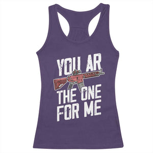 Funny Gun Lover Valentine Pun Racerback Tank Top You AR the One for Me Tactical Romance TS02 Purple Print Your Wear