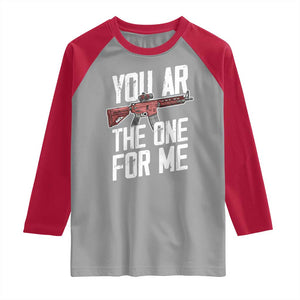 Funny Gun Lover Valentine Pun Raglan Shirt You AR the One for Me Tactical Romance TS02 Sport Gray Red Print Your Wear