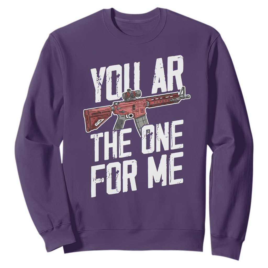Funny Gun Lover Valentine Pun Sweatshirt You AR the One for Me Tactical Romance TS02 Purple Print Your Wear