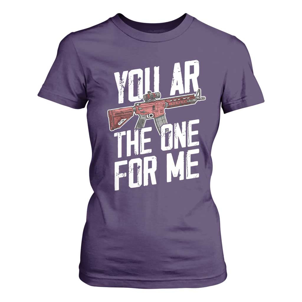 Funny Gun Lover Valentine Pun T Shirt For Women You AR the One for Me Tactical Romance TS02 Purple Print Your Wear