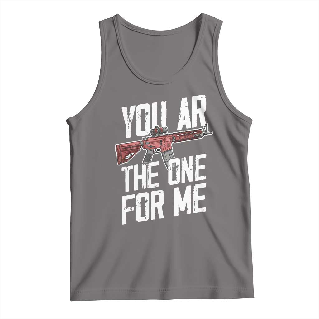Funny Gun Lover Valentine Pun Tank Top You AR the One for Me Tactical Romance TS02 Deep Heather Print Your Wear