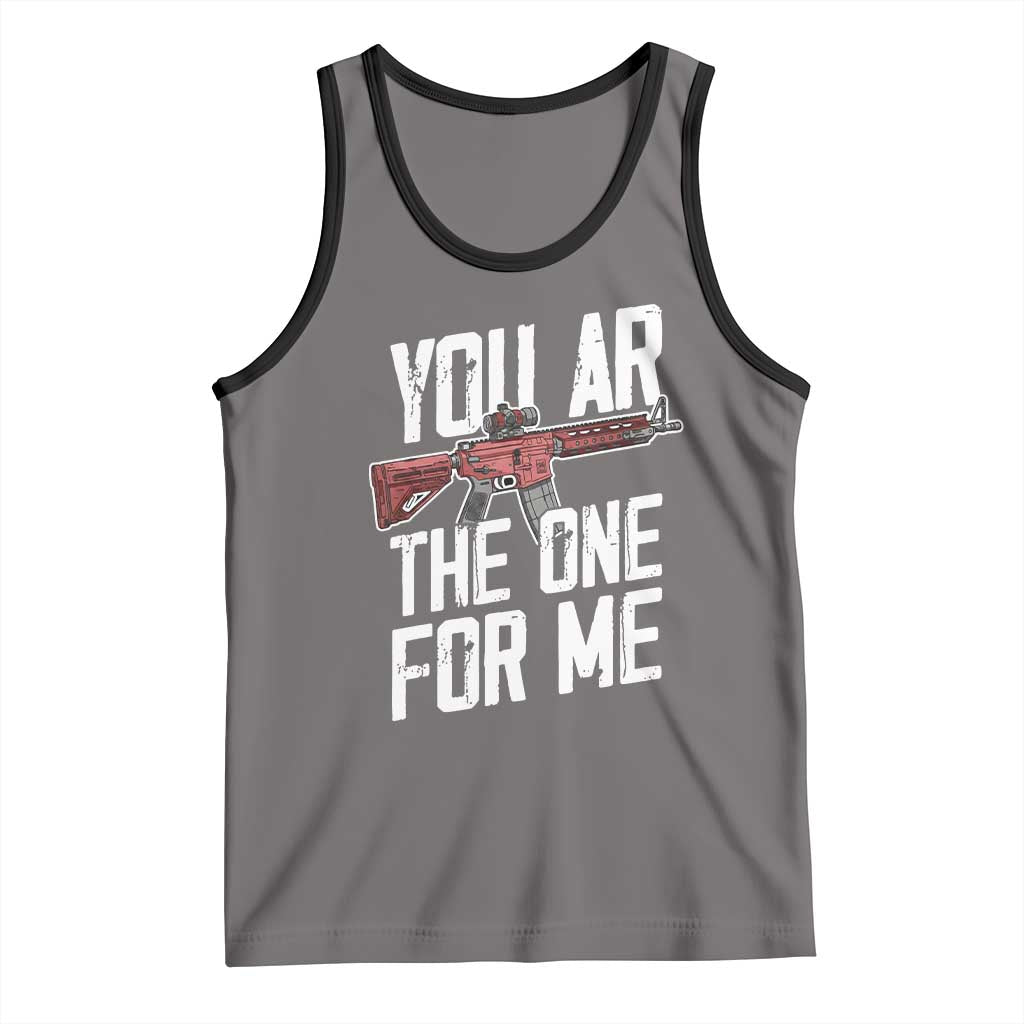 Funny Gun Lover Valentine Pun Tank Top You AR the One for Me Tactical Romance TS02 Deep Heather Black Print Your Wear
